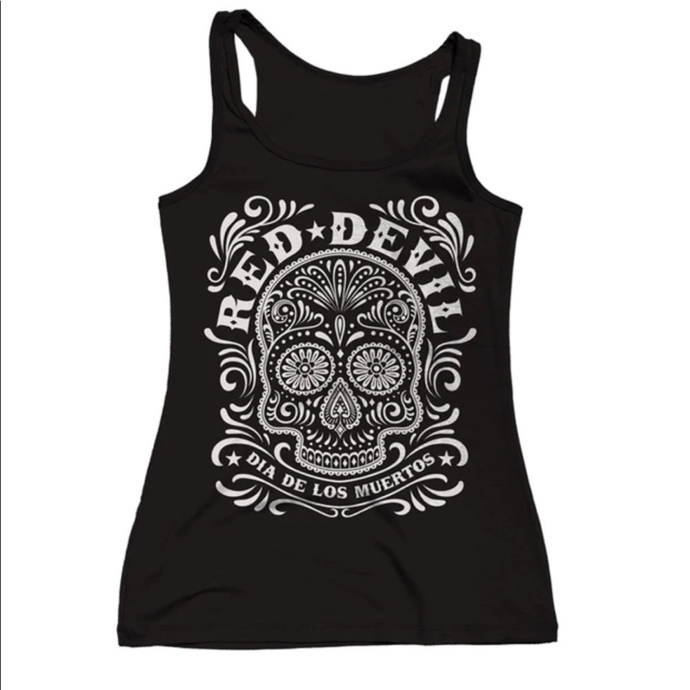 Red Devil Sugar Skull Tank Top